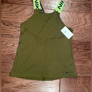NWT Nike Pro Strappy Training Tank Top Green size S